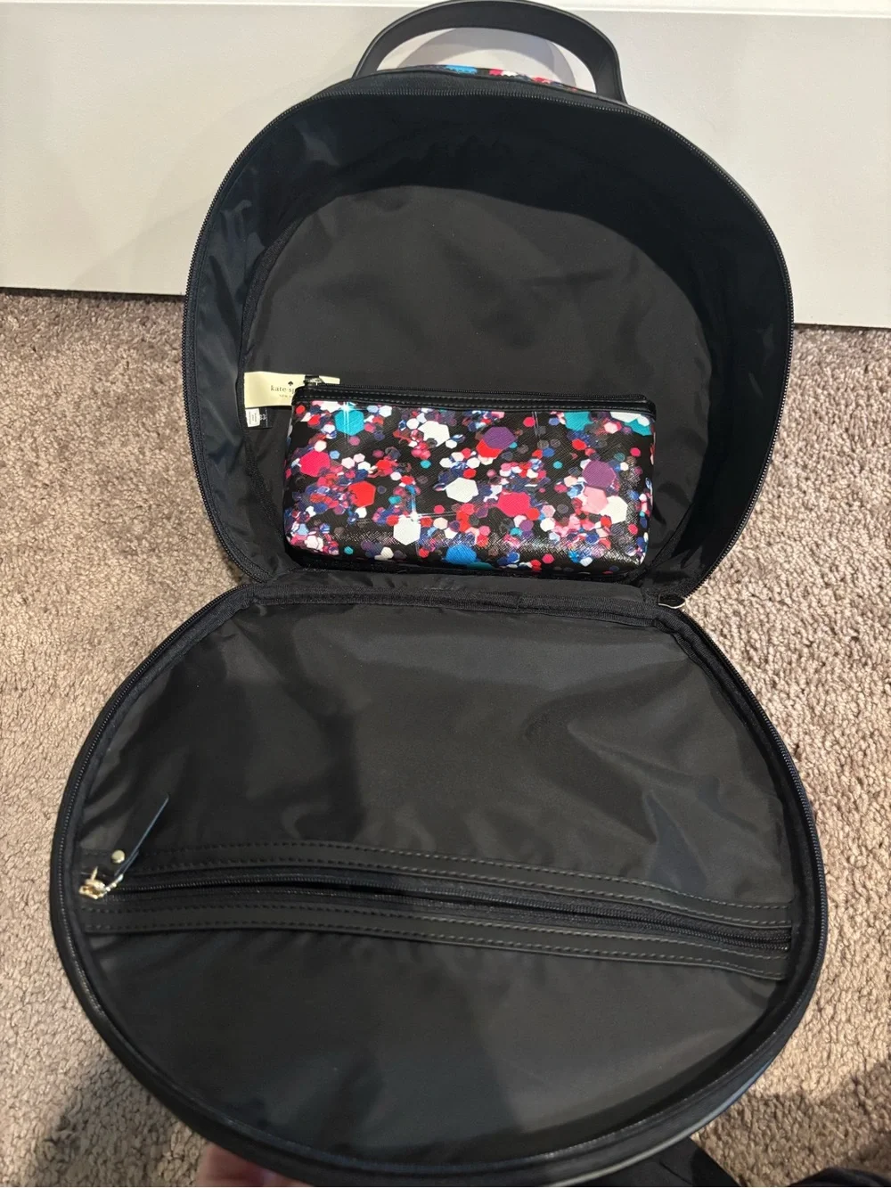kate spade Black Multi Confetti Round Top-Handle Travel set